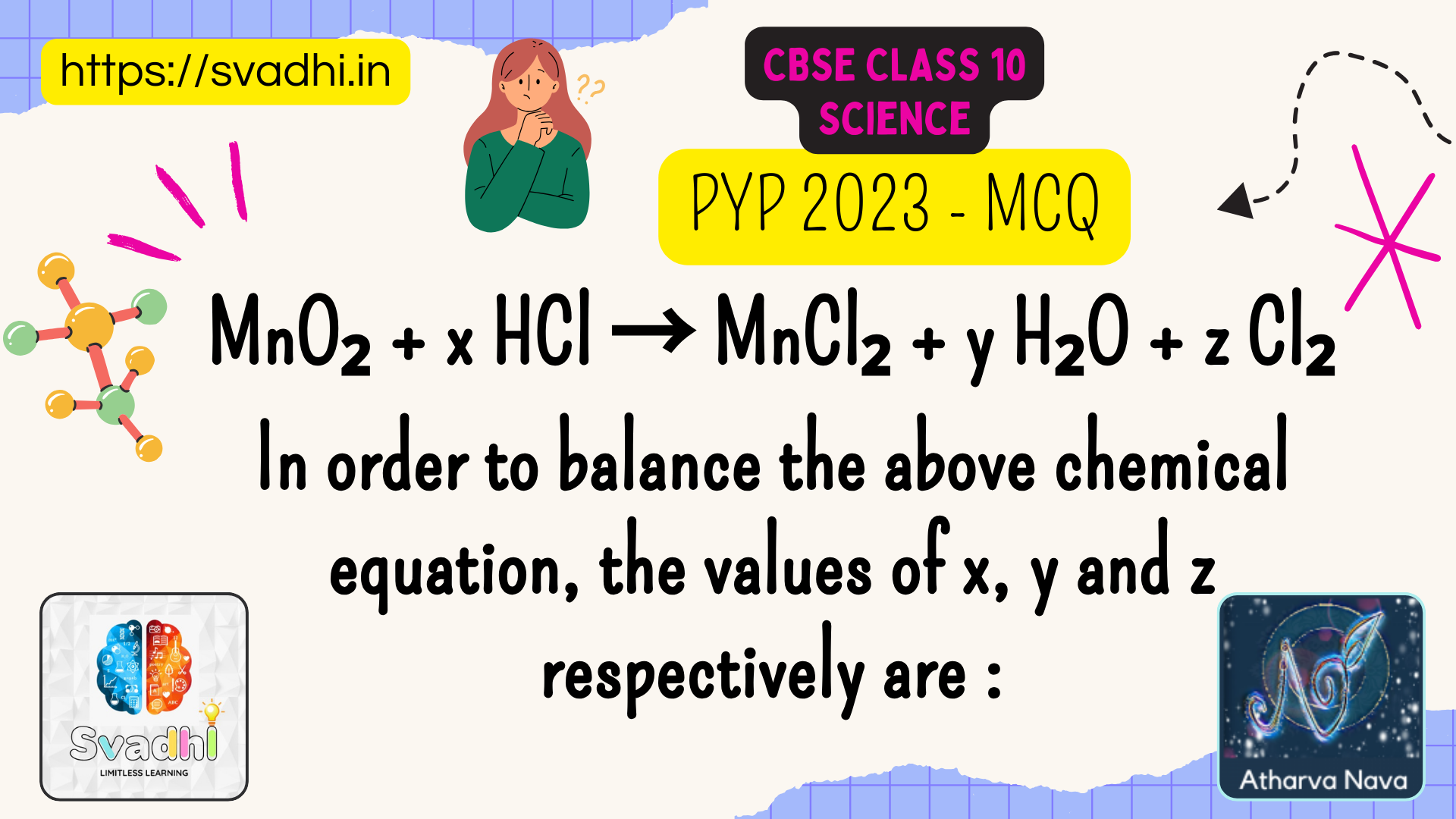 MnO₂ + x HCl → MnCl₂ + y H₂O + z Cl₂