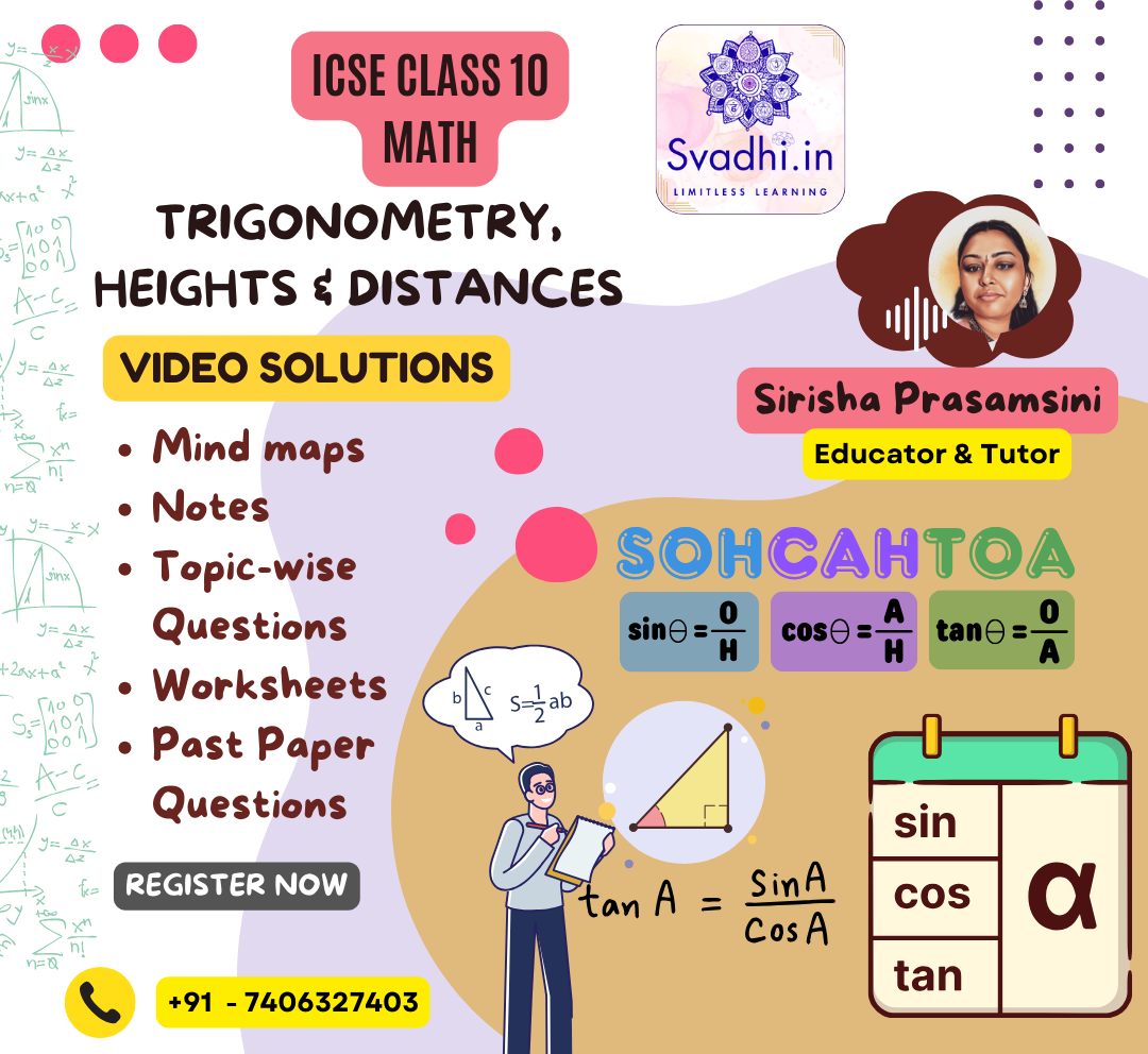 ICSE Class 10 Math : Trigonometry - Heights & Distances